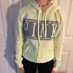 PINK yellow zip up hoodie